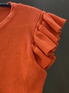 Orange Ruffle Sleeve Top