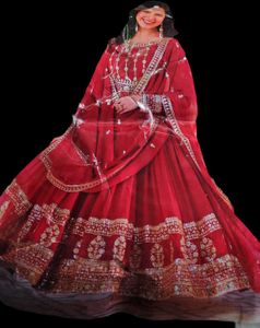Red &amp; Gold Embroidered INDIAN Anarkali Suit