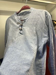 Stylish Blue Henley Shirt