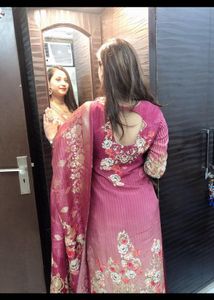 MAROON BANARASI SILK SUIT WITH PLAZZO