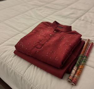 Maroon Embellished Kurta Set