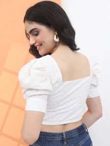 Elegant White Sweetheart Crop Top