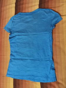 Women Blue Graphic Print Cotton Tshirt