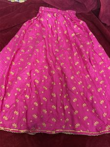 Pink Lotus Print Skirt