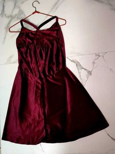Maroon Velvet Mini Dress