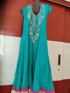 Anarkali With Gold Colour Embroidery Work