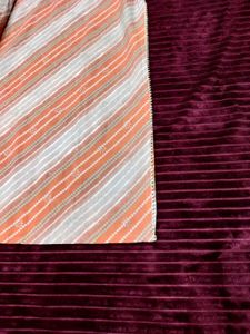 Orange Grey Kurta Set With Pant &amp; Dupatta