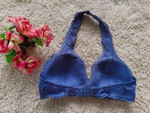 Navy Lace Halter Bralette