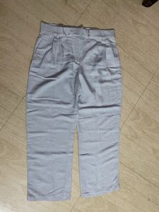 Powder Blue Linen Formal Pants From H&M