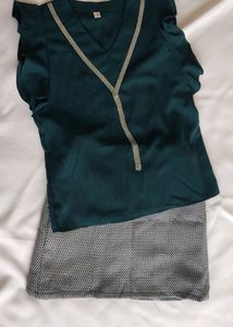 Green Ruffle Sleeve Top