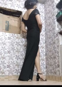 Black Cutout Slit Maxi Dress