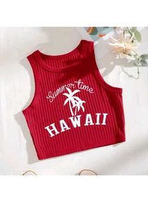 Red Graphic Print Cropped Tank Top