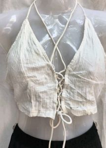 151511. White Lace-Up Halter Top