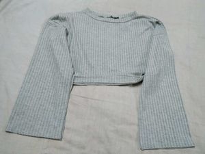 Women&#39;s Drop shoulder Long Sleeve Crop Top