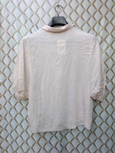 New With Tag Beige Elegant White Blouse