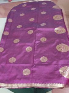 Attractive Purple Saree With Zari .