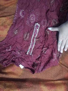 Maroon Bandhani Kurta set