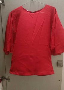 Red Flowy Sleeve Top