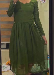 Green Heavy Worked Kurta!