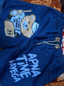 Graphic Print Denim Shorts