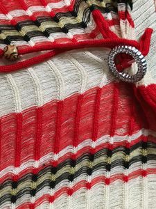Striped Red Poncho Top