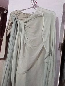 Floral Print Kurta Grey Cotton Georgette Duptta