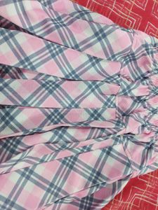 Pink &amp; Grey Pleated Skirt For 5 To 6.5 Years Old