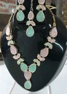 Pastel Gemstone Necklace & Earring Set