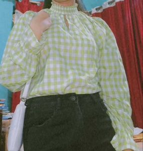 Green Gingham Blouse