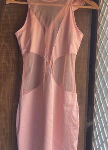 Pink cut out glitter detail bodycon dress