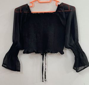 Combo Deal: Black Crop Top &amp; Denim Skirt