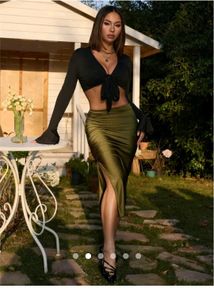 Savana Green Slit Skirt