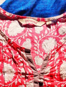 Pink &amp; White Printed Branded kurti size-34