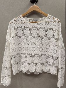 White Lace Long Sleeve Top