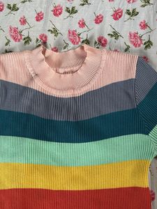 Rainbow Striped Knit Top