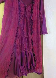 Vintage Purple Lace Lingerie Set Night Dress