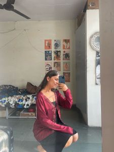 Maroon Embellished Cardigan