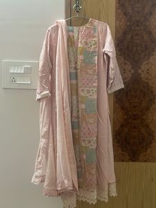 Set Of 2 Pink Embroidered Salwar Kameez