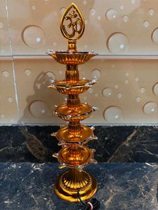 Gold Tone Om Diya Lamp