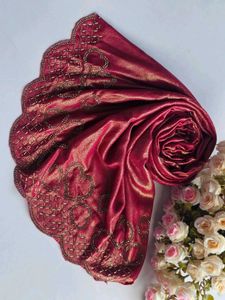 🌸New shade heavy chifon shimmer pallu handwork +