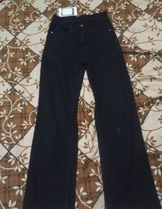 High Waist Denim Black Straight Jeans