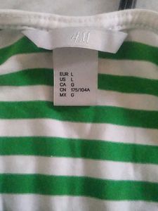 Green &amp; White Striped Long Sleeve Top