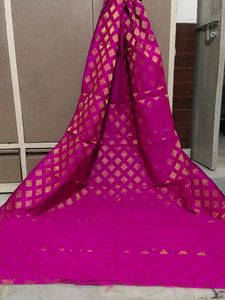 combo Rani Banarsi Fabric 2 Miter+ Cotton White