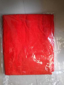 Red Cotton Blend Ankle Pants