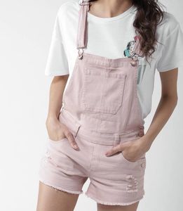 Dusty Pink Distressed Denim Dungaree