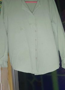 Vintage Green Button-Up Blouse