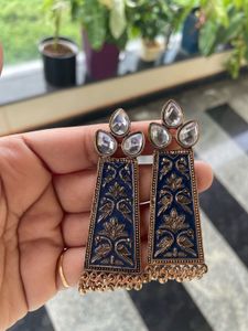 Elegant Ethnic Blue Meenakari Earrings
