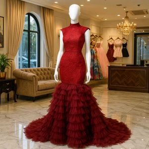 Stunning Red Ruffled Mermaid Gown