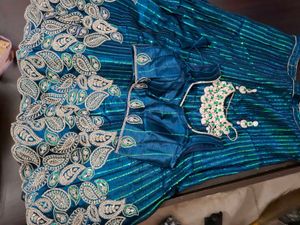 Sequin Lehenga Choli Set with jewelery