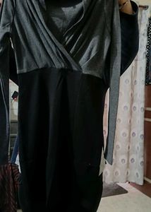One Piece Dress In Black N Grey Colour